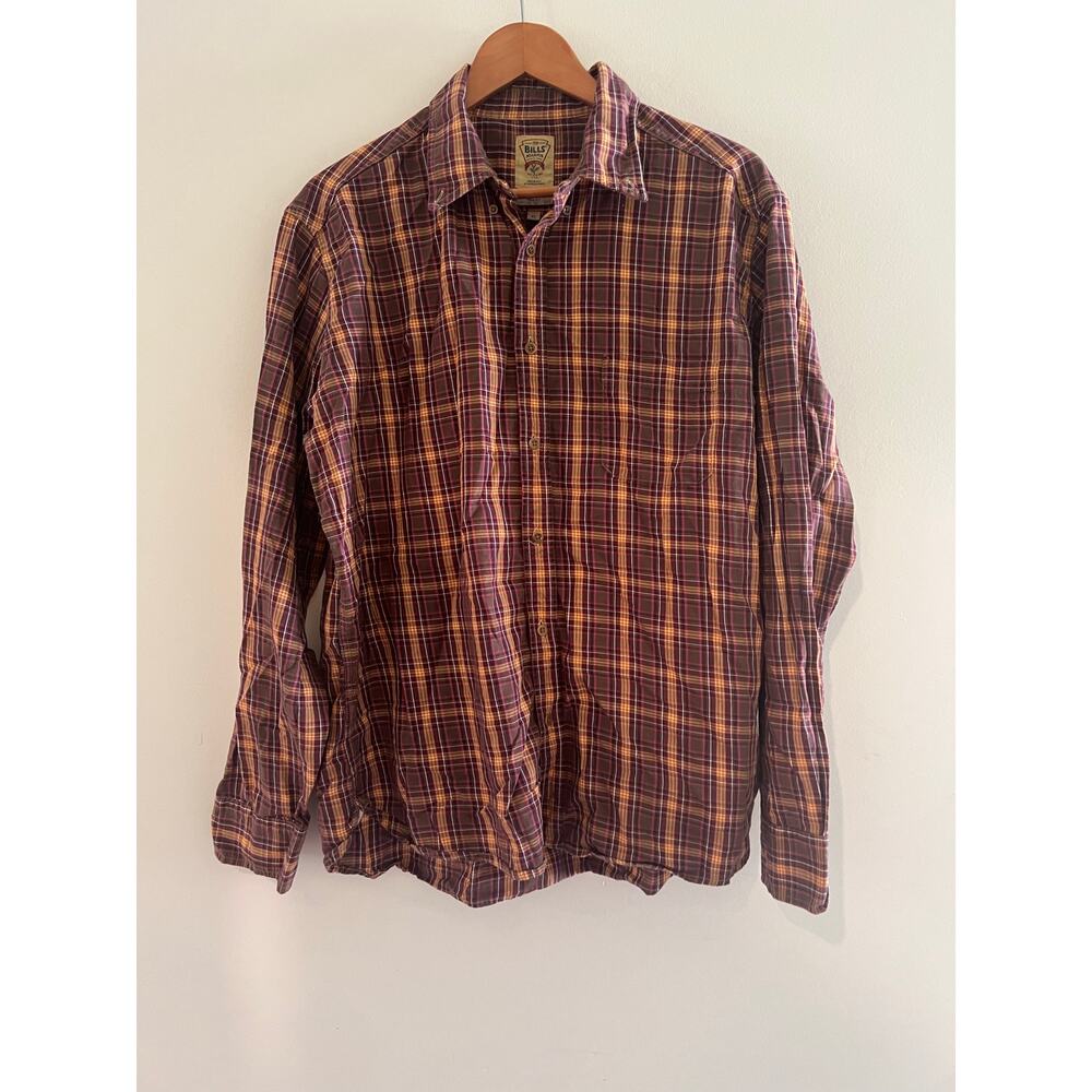 Vintage Bill's Khakis Trim Fit Casual Flannel Button Down 100% Cotton Size XL JL